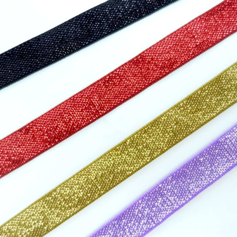 Elastic ribbon tape strap with lurex